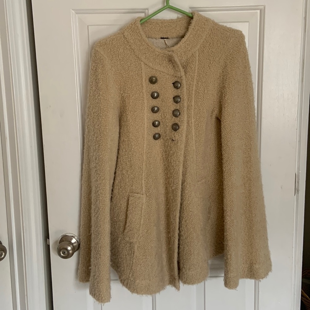 Free People Bell Sleeve Antique Silver Button Cardigan - size M